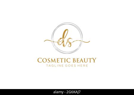 DS Feminine logo beauty monogram and elegant logo design, handwriting logo of initial signature, wedding, fashion, floral and botanical with creative Stock Vector