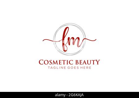FM Feminine logo beauty monogram and elegant logo design, handwriting logo of initial signature, wedding, fashion, floral and botanical with creative Stock Vector