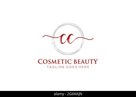 CC Feminine logo beauty monogram and elegant logo design, handwriting logo of initial signature, wedding, fashion, floral and botanical with creative Stock Vector
