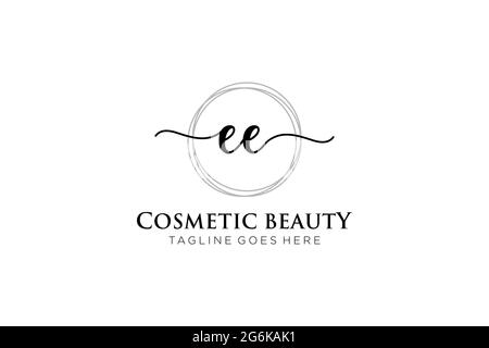 EE Feminine logo beauty monogram and elegant logo design, handwriting logo of initial signature, wedding, fashion, floral and botanical with creative Stock Vector