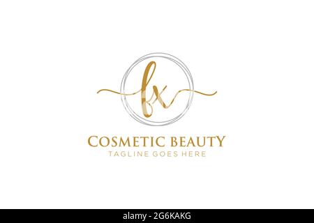FX Feminine logo beauty monogram and elegant logo design, handwriting logo of initial signature, wedding, fashion, floral and botanical with creative Stock Vector