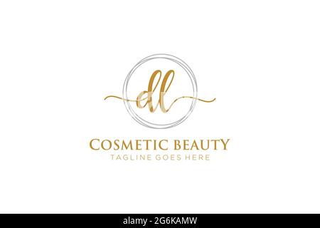 DL Feminine logo beauty monogram and elegant logo design, handwriting logo of initial signature, wedding, fashion, floral and botanical with creative Stock Vector