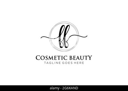 FF Feminine logo beauty monogram and elegant logo design, handwriting logo of initial signature, wedding, fashion, floral and botanical with creative Stock Vector