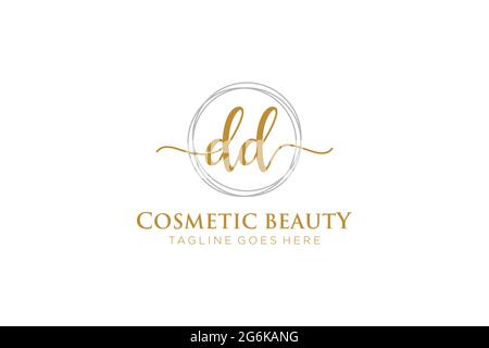 DD Feminine logo beauty monogram and elegant logo design, handwriting logo of initial signature, wedding, fashion, floral and botanical with creative Stock Vector