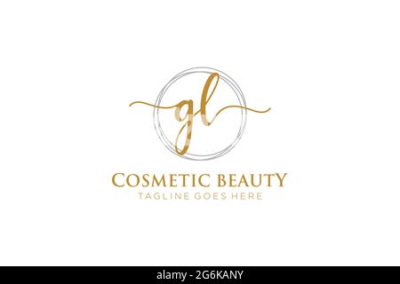 GL Feminine logo beauty monogram and elegant logo design, handwriting logo of initial signature, wedding, fashion, floral and botanical with creative Stock Vector