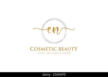 EN Feminine logo beauty monogram and elegant logo design, handwriting logo of initial signature, wedding, fashion, floral and botanical with creative Stock Vector