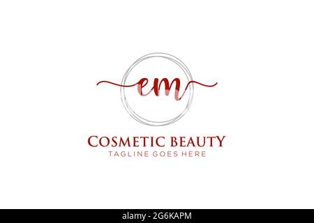 EM Feminine logo beauty monogram and elegant logo design, handwriting logo of initial signature, wedding, fashion, floral and botanical with creative Stock Vector
