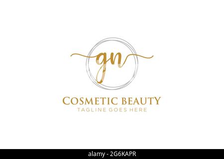 GN Feminine logo beauty monogram and elegant logo design, handwriting logo of initial signature, wedding, fashion, floral and botanical with creative Stock Vector