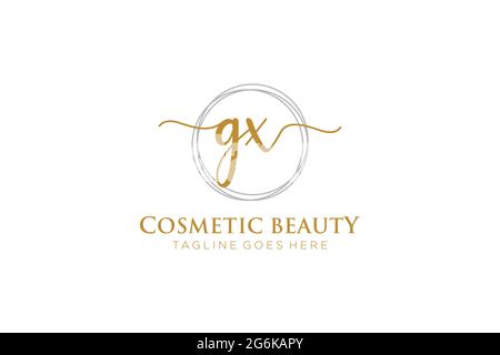 GX Feminine logo beauty monogram and elegant logo design, handwriting logo of initial signature, wedding, fashion, floral and botanical with creative Stock Vector