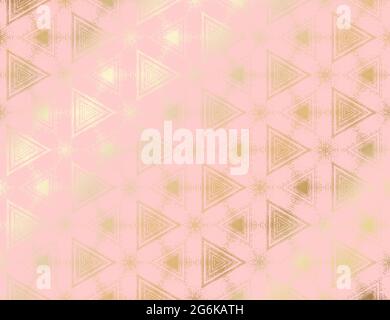 Abstract gold and pink textured pattern with kaleidoscope effect. Symmetric geometric ornament for digital paper, wallpaper backdrop design, other printable cover. Vector illustration. Stock Vector