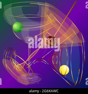 abstract background of cocktails from various glasses 1 Stock Vector