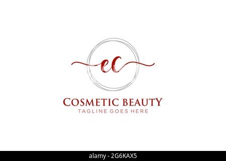 EC Feminine logo beauty monogram and elegant logo design, handwriting logo of initial signature, wedding, fashion, floral and botanical with creative Stock Vector