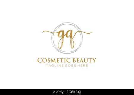 GQ Feminine logo beauty monogram and elegant logo design, handwriting logo of initial signature, wedding, fashion, floral and botanical with creative Stock Vector