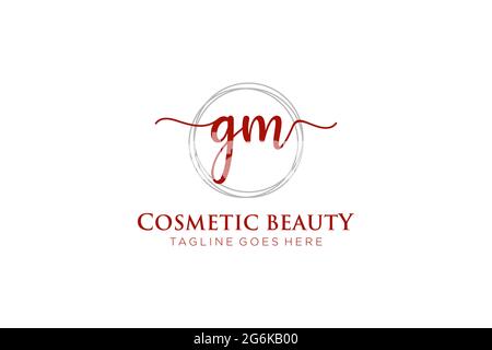 GM Feminine logo beauty monogram and elegant logo design, handwriting logo of initial signature, wedding, fashion, floral and botanical with creative Stock Vector