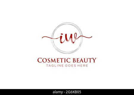 IW Feminine logo beauty monogram and elegant logo design, handwriting logo of initial signature, wedding, fashion, floral and botanical with creative Stock Vector