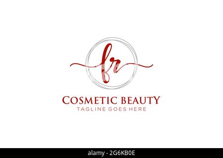 FR Feminine logo beauty monogram and elegant logo design, handwriting logo of initial signature, wedding, fashion, floral and botanical with creative Stock Vector