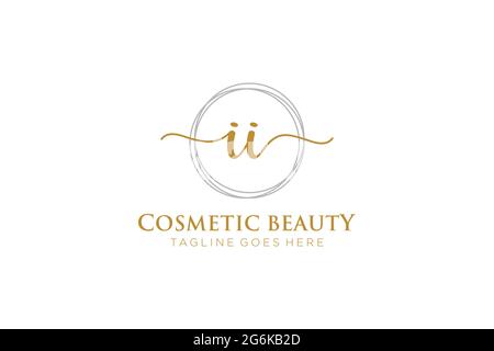 II Feminine logo beauty monogram and elegant logo design, handwriting logo of initial signature, wedding, fashion, floral and botanical with creative Stock Vector