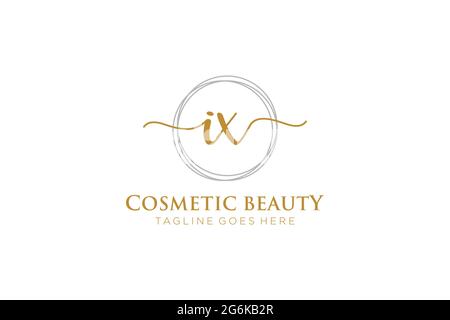 IX Feminine logo beauty monogram and elegant logo design, handwriting logo of initial signature, wedding, fashion, floral and botanical with creative Stock Vector