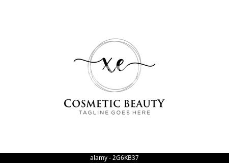 XE Feminine logo beauty monogram and elegant logo design, handwriting logo of initial signature, wedding, fashion, floral and botanical with creative Stock Vector