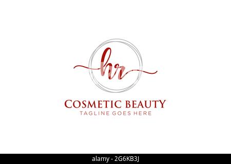 HR Feminine logo beauty monogram and elegant logo design, handwriting logo of initial signature, wedding, fashion, floral and botanical with creative Stock Vector