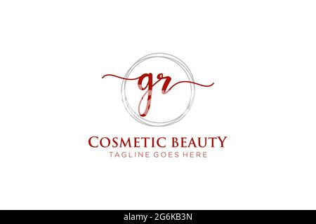 GR Feminine logo beauty monogram and elegant logo design, handwriting logo of initial signature, wedding, fashion, floral and botanical with creative Stock Vector