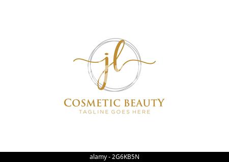 JL Feminine logo beauty monogram and elegant logo design, handwriting logo of initial signature, wedding, fashion, floral and botanical with creative Stock Vector
