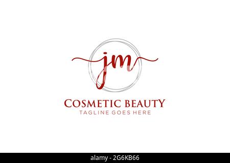 JM Feminine logo beauty monogram and elegant logo design, handwriting logo of initial signature, wedding, fashion, floral and botanical with creative Stock Vector