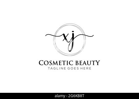 XJ Feminine logo beauty monogram and elegant logo design, handwriting logo of initial signature, wedding, fashion, floral and botanical with creative Stock Vector