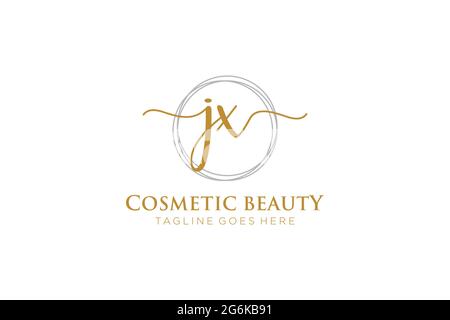 JX Feminine logo beauty monogram and elegant logo design, handwriting logo of initial signature, wedding, fashion, floral and botanical with creative Stock Vector