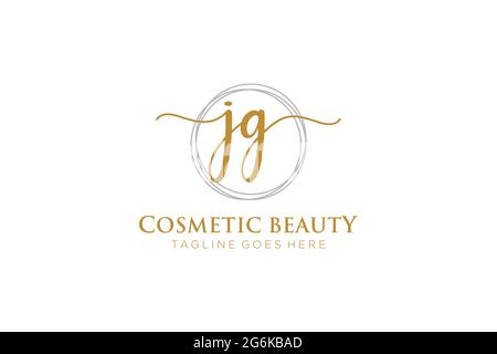JG Feminine logo beauty monogram and elegant logo design, handwriting logo of initial signature, wedding, fashion, floral and botanical with creative Stock Vector