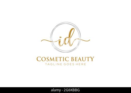 ID Feminine logo beauty monogram and elegant logo design, handwriting logo of initial signature, wedding, fashion, floral and botanical with creative Stock Vector