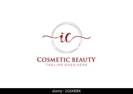 IC Feminine logo beauty monogram and elegant logo design, handwriting logo of initial signature, wedding, fashion, floral and botanical with creative Stock Vector