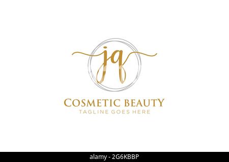 JQ Feminine logo beauty monogram and elegant logo design, handwriting logo of initial signature, wedding, fashion, floral and botanical with creative Stock Vector