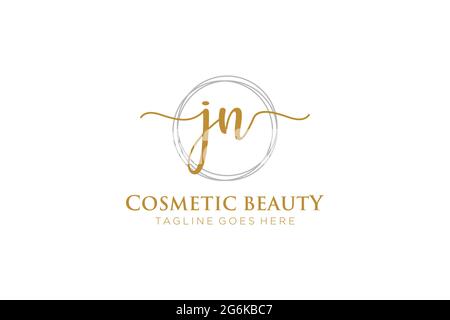 JN Feminine logo beauty monogram and elegant logo design, handwriting logo of initial signature, wedding, fashion, floral and botanical with creative Stock Vector