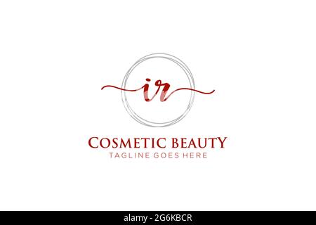 IR Feminine logo beauty monogram and elegant logo design, handwriting logo of initial signature, wedding, fashion, floral and botanical with creative Stock Vector