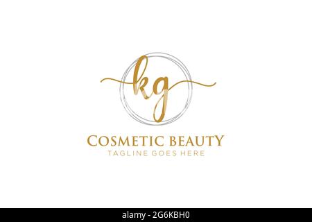 KG Feminine logo beauty monogram and elegant logo design, handwriting logo of initial signature, wedding, fashion, floral and botanical with creative Stock Vector