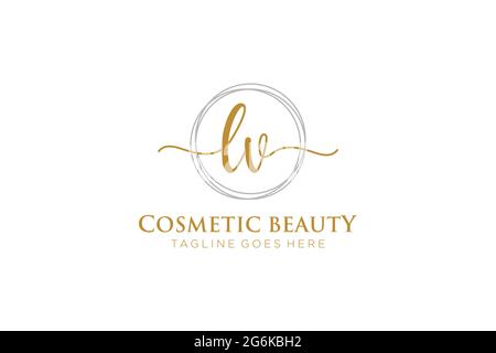 LV Feminine logo beauty monogram and elegant logo design, handwriting logo of initial signature, wedding, fashion, floral and botanical with creative Stock Vector