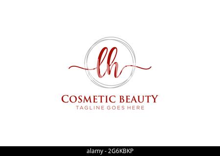 LH Feminine logo beauty monogram and elegant logo design, handwriting logo of initial signature, wedding, fashion, floral and botanical with creative Stock Vector