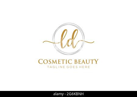 LD Feminine logo beauty monogram and elegant logo design, handwriting logo of initial signature, wedding, fashion, floral and botanical with creative Stock Vector