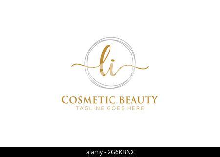 LI Feminine logo beauty monogram and elegant logo design, handwriting logo of initial signature, wedding, fashion, floral and botanical with creative Stock Vector