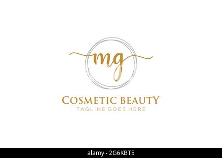 MG Feminine logo beauty monogram and elegant logo design, handwriting logo of initial signature, wedding, fashion, floral and botanical with creative Stock Vector