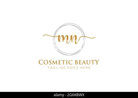 MM beauty monogram and elegant logo design handwriting logo of