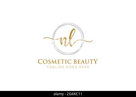 NL Feminine logo beauty monogram and elegant logo design, handwriting logo of initial signature, wedding, fashion, floral and botanical with creative Stock Vector