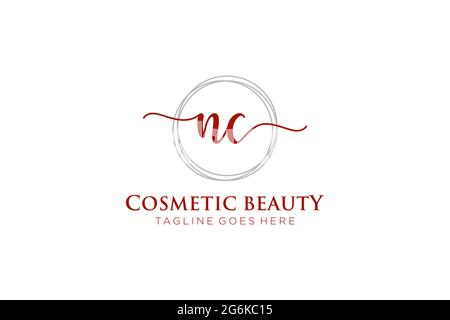NC Feminine logo beauty monogram and elegant logo design, handwriting logo of initial signature, wedding, fashion, floral and botanical with creative Stock Vector
