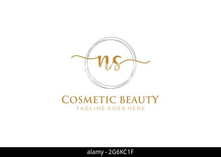 NS Feminine logo beauty monogram and elegant logo design, handwriting logo of initial signature, wedding, fashion, floral and botanical with creative Stock Vector