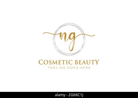 NG Feminine logo beauty monogram and elegant logo design, handwriting logo of initial signature, wedding, fashion, floral and botanical with creative Stock Vector
