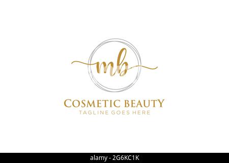 MB Feminine logo beauty monogram and elegant logo design, handwriting logo of initial signature, wedding, fashion, floral and botanical with creative Stock Vector
