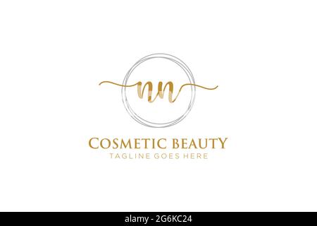 NN Feminine logo beauty monogram and elegant logo design, handwriting logo of initial signature, wedding, fashion, floral and botanical with creative Stock Vector