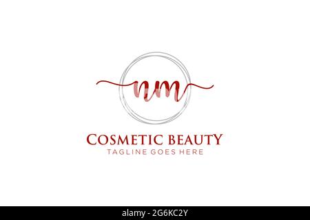 NM Feminine logo beauty monogram and elegant logo design, handwriting logo of initial signature, wedding, fashion, floral and botanical with creative Stock Vector