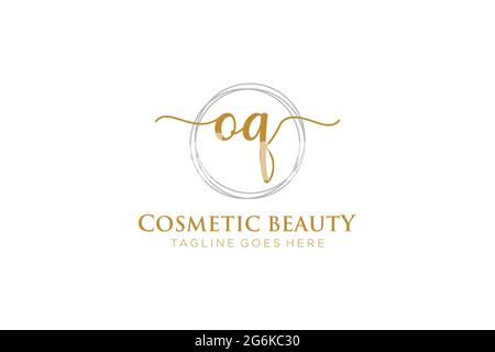 OQ Feminine logo beauty monogram and elegant logo design, handwriting logo of initial signature, wedding, fashion, floral and botanical with creative Stock Vector